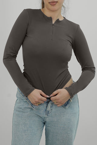 ZIP-UP LONG SLEEVE T-SHIRT